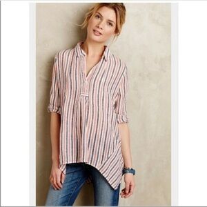 Anthropologie Isabella Sinclair Tisket Striped Popover Boho Blouse Size XS